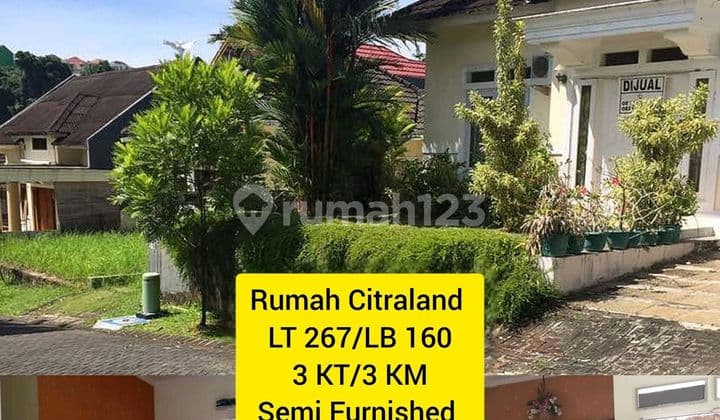 Jual Cepat, Harga Miring Rumah Luas Lt 264 Citraland, 1 Lantai, Semi Furnished Cluster Victoria Park