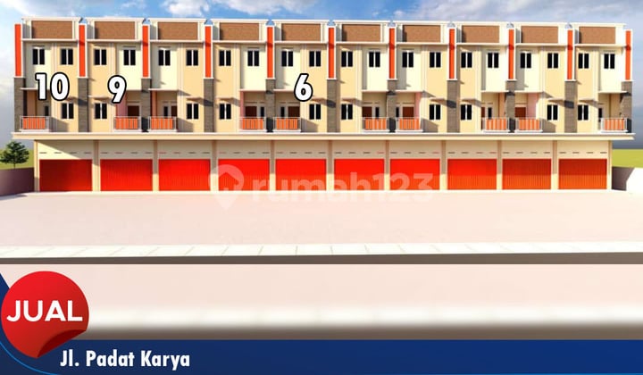 Three-Story Full Concrete Ruko with Spandex Roof in Pontianak Three-Story Full Concrete Ruko with Spandex Roof in Pontianak